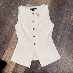 売れ筋商品|||フレンチコネクション カットソー トップス レディース Women's Harrie Boat Neck Button-Front Vest Summer White French Connection Women's Harrie Boat Neck Button-Front Vest